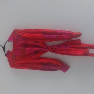 FARM Rio Vibrant Red and Pink Blouse